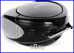 Portable CD Player Boombox with AM FM Radio Aux Line-in LCD Display AC/DC Black