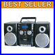 Portable CD Player Boombox with AM/FM Radio & Cassette Recorder Black/Silver