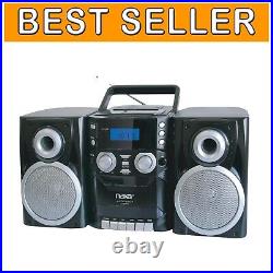 Portable CD Player Boombox with AM/FM Radio & Cassette Recorder Black/Silver