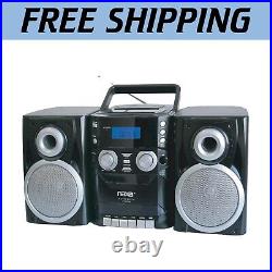 Portable CD Player Boombox with AM/FM Radio & Detachable Speakers, Black/Silver Portable CD Player Boombox with AM/FM Radio & Detachable Speakers, Black/Silver