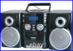 Portable CD Player Boombox with AM/FM Radio & Detachable Speakers, Black/Silver Portable CD Player Boombox with AM/FM Radio & Detachable Speakers, Black/Silver