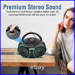 Portable CD Player Boombox with Bluetooth & AM/FM Radio Perfect for Outdoors