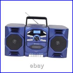 Portable CD Player Boombox with Cassette, Tape Recorder, AM/FM Radio, Blue