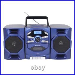 Portable CD Player Boombox with Cassette, Tape Recorder, AM/FM Radio, Blue