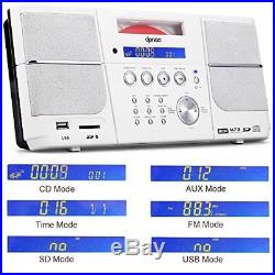 Portable CD Player, Compact Stereo Boombox with FM Radio Alarm Clock USB Aux-in