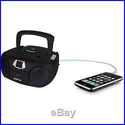 Portable CD Player Radio Boombox Aux Input LED Black