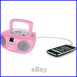 Portable CD Player Radio Boombox Aux Input LED Pink