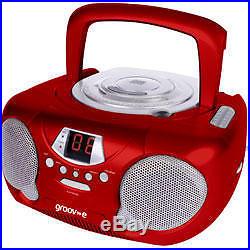 Portable CD Player Radio Boombox Aux Input LED Red