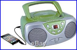 Portable CD Player with AM FM Radio Boombox and AC Wall Adapter Green
