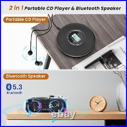 Portable CD Player with Bluetooth Speaker Base 2 in 1 Home Desktop Audio Boombox