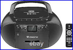 Portable CD and Cassette Player Boombox Combo, Casette Tape Recorder Black