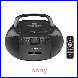 Portable CD and Cassette Player Boombox Combo, Casette Tape Recorder Black