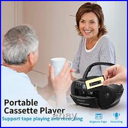 Portable CD and Cassette Player Boombox Combo, Casette Tape Recorder with