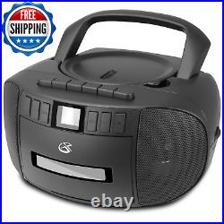 Portable Cassette/CD Player/AM/FM Radio Boombox LCD Display Stereo Speaker Black