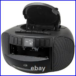 Portable Cassette/CD Player/AM/FM Radio Boombox LCD Display Stereo Speaker Black
