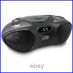 Portable FM Radio Digital Bluetooth CD Player Boombox Aux-In LCD Display Black