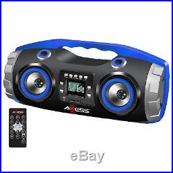 Portable Fm Radio Cd/mp3/usb/sd Boombox With Heavy Bass And Bt-blue