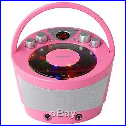 Portable Karaoke Boombox with CD Player and Bluetooth Playback Pink