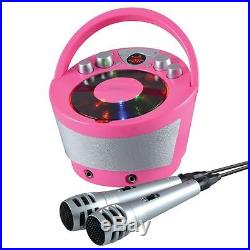 Portable Karaoke Boombox with CD Player and Bluetooth Playback Pink By Groov-e