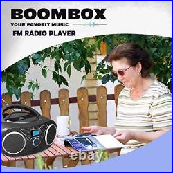 Portable Radio CD Player Boombox with Bluetooth & FM Radio, USB MP3 Black