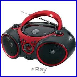 Portable Sport Stereo CD Player with AM/FM Radio and Aux Line-In, Red and Black