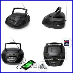 Portable Stereo Audio MP3 CD Player w USB AUX SD MMC Inputs AM FM Radio Boombox
