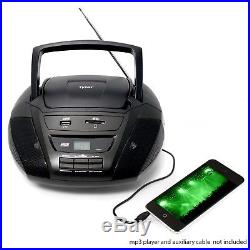 Portable Stereo Audio Mp3 Cd Player With Usb Aux Sd Mmc Inputs Am And Fm Boombox