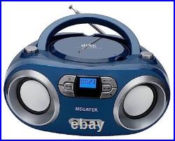 Portable Stereo CD Player Boombox with FM Radio, Bluetooth, USB, Aux Blue Jay