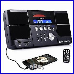 Portable Stereo CD Player Boombox with FM Radio Clock USB SD and Aux for