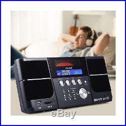 Portable Stereo CD Player VELOUR Boombox with FM Radio Clock USB SD. 2DAY SHIP