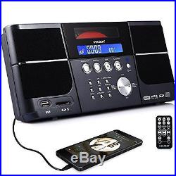 Portable Stereo CD Player VELOUR Boombox with FM Radio Clock USB SD and Aux