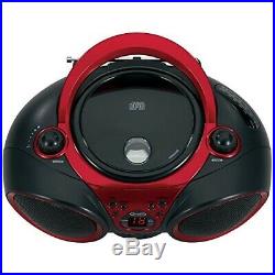Portable Stereo CD Player with AM/FM Radio and Aux Line-In, Red and black Color