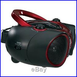 Portable Stereo CD Player with AM/FM Radio and Aux Line-In, Red and black Color