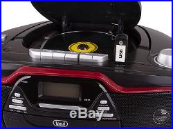 Portable Stereo CD disc & Cassette player FM AM radio USB MP3 playback Red