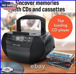 Portable Top Loading CD Boombox with AM/FM Stereo Radio Cassette Player 6 Key US