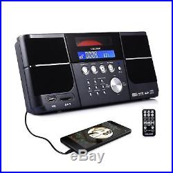 Portable cd player, Stereo VELOUR Boombox with FM Radio Clock USB SD and Aux