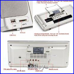 Portable cd playerBoombox DPNAO with headphones jack FM Radio Clock USB SD an