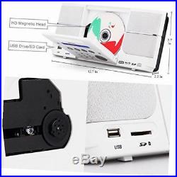 Portable white cd player boombox compact stereo with fm radio clock alarm usb sd