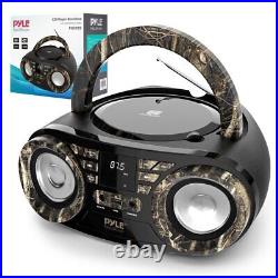 Pyle Portable CD Player Boombox with AM/FM Stereo Radio-Wireless BT Streaming-Army