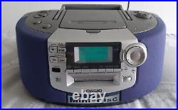 RARE Casio MInidisc / CD Player / Radio ZD-1 Portable MD Recorder. Boombox VGC