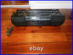 RARE Sony MEGA BASS CFS-DW50 Tape Cassette Dual Deck Player TESTED WORKS