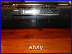 RARE Sony MEGA BASS CFS-DW50 Tape Cassette Dual Deck Player TESTED WORKS