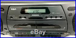 RCA Portable Boombox RP7962a CD Player AM/FM Cassette Player Equalizer Aux Inp