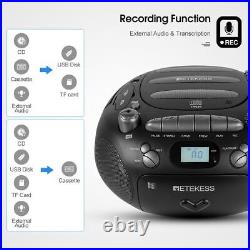 RETEKESS CD Player Boombox Stereo Portable Radio FM AM Cassette tape 3W Speaker