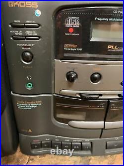 Rare Koss Hg921 Portable Boombox Am/fm CD Cassette Player Works See Description