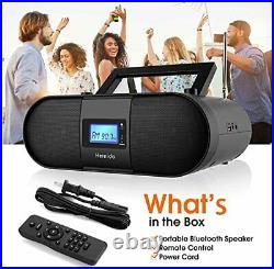 Rechargeable Portable CD Player Boombox with Remote Control FM Bluetooth Radi