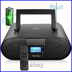 Rechargeable Portable CD Player Boombox with Remote Control, FM Bluetooth Radio