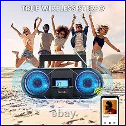 Rechargeable Portable CD Player Boombox with Remote Control, FM Bluetooth Radio