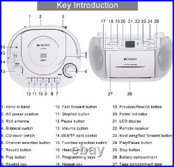 Retekess TR621 CD and Cassette Player Combo, Portable Boombox AM FM Radio, MP3 P