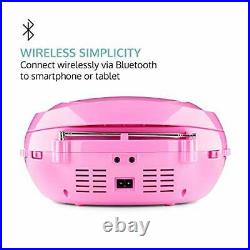 Roadie KIDS Boombox with Portable CD Player and AM/FM Radio LED Display Pink